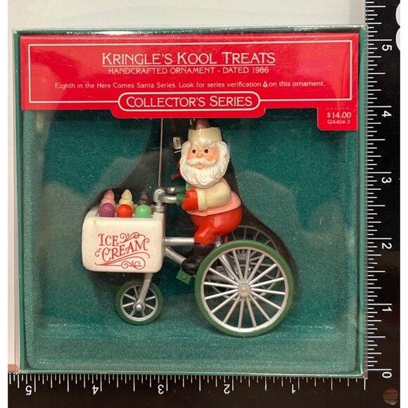 1986 HALLMARK KEEPSAKE ORNAMENT QX404-3 KRINGLE'S KOOL TREATS TRICYCLE ICE CREAM - Picture 1 of 8